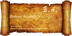 Bakos Aladár névjegykártya